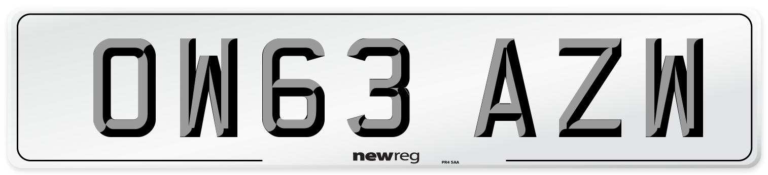 OW63 AZW Number Plate from New Reg